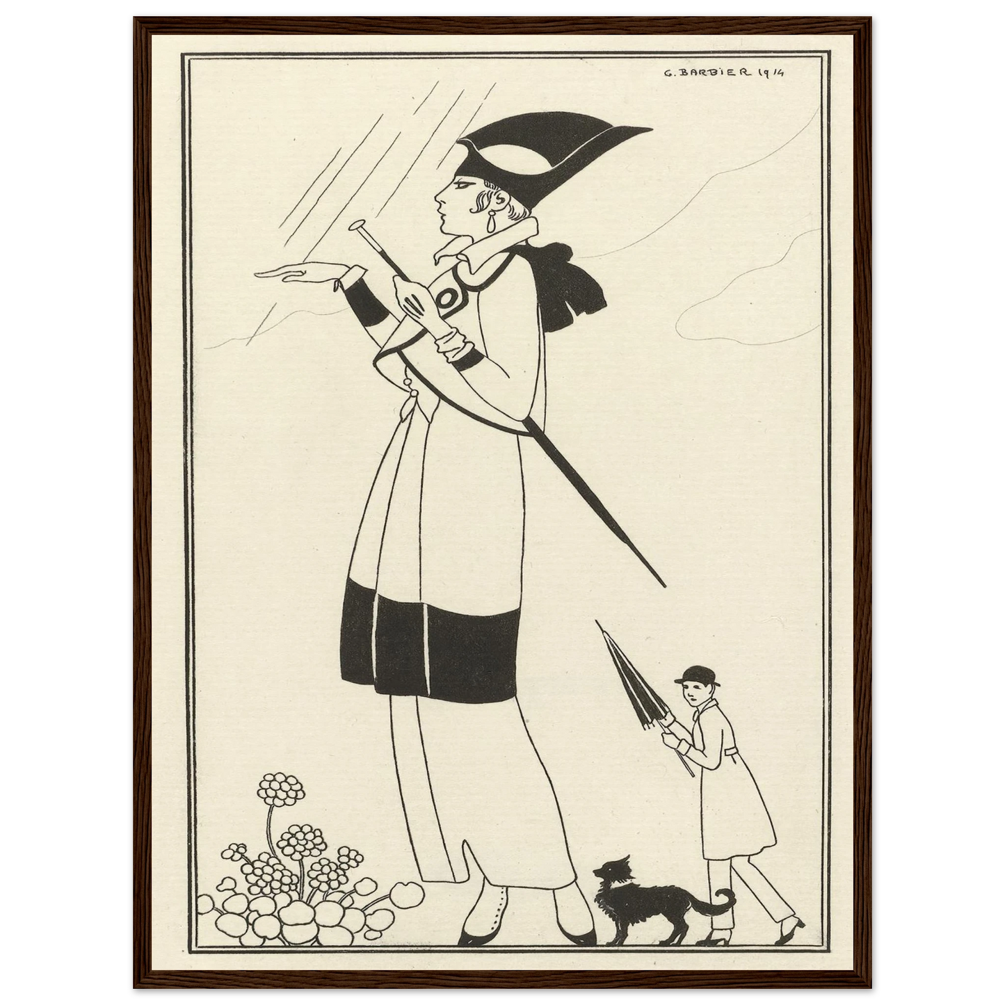 Tailleur de ratin (1914) Art Print | George Barbier - Framed Poster - 30x40 cm / 12x16″ - Black frame