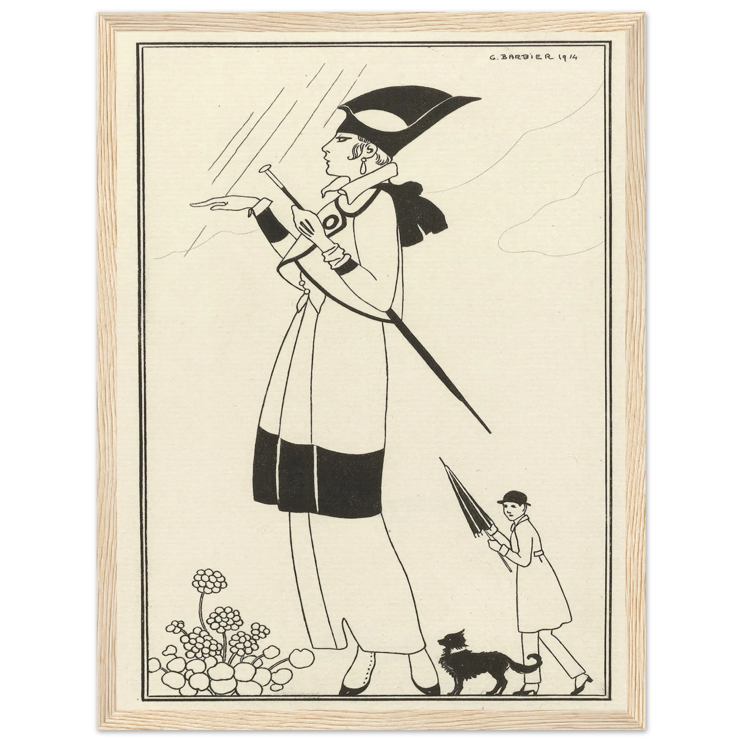 Tailleur de ratin (1914) Art Print | George Barbier - Framed Poster - 30x40 cm / 12x16″ - Black frame