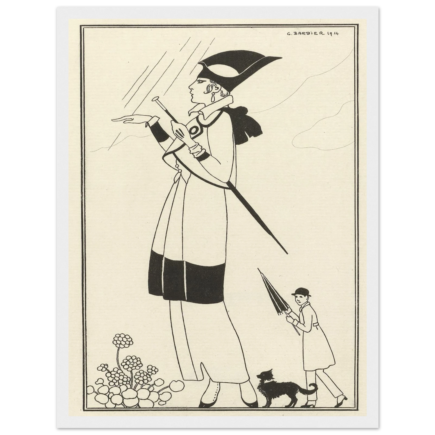 Tailleur de ratin (1914) Art Print | George Barbier - Framed Poster - 30x40 cm / 12x16″ - Black frame