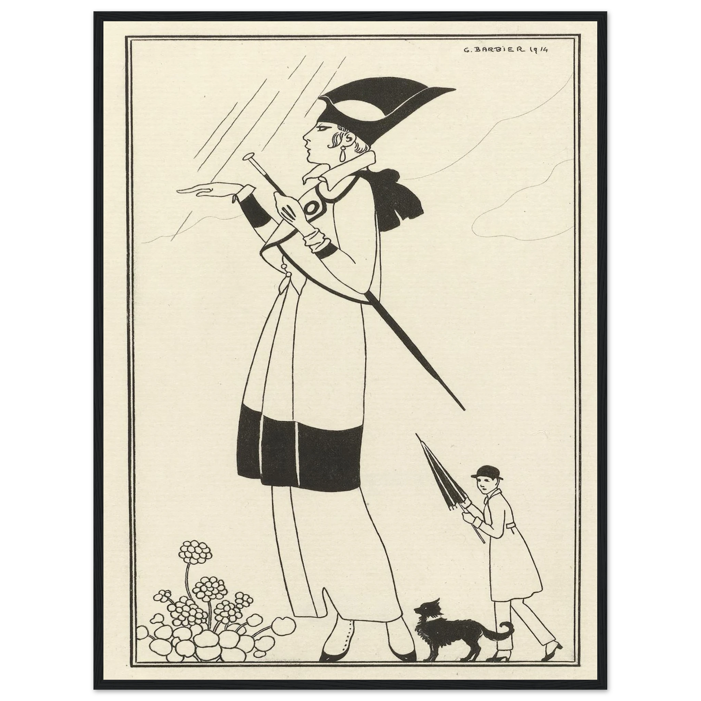 Tailleur de ratin (1914) Art Print | George Barbier - Framed Poster - 30x40 cm / 12x16″ - Black frame