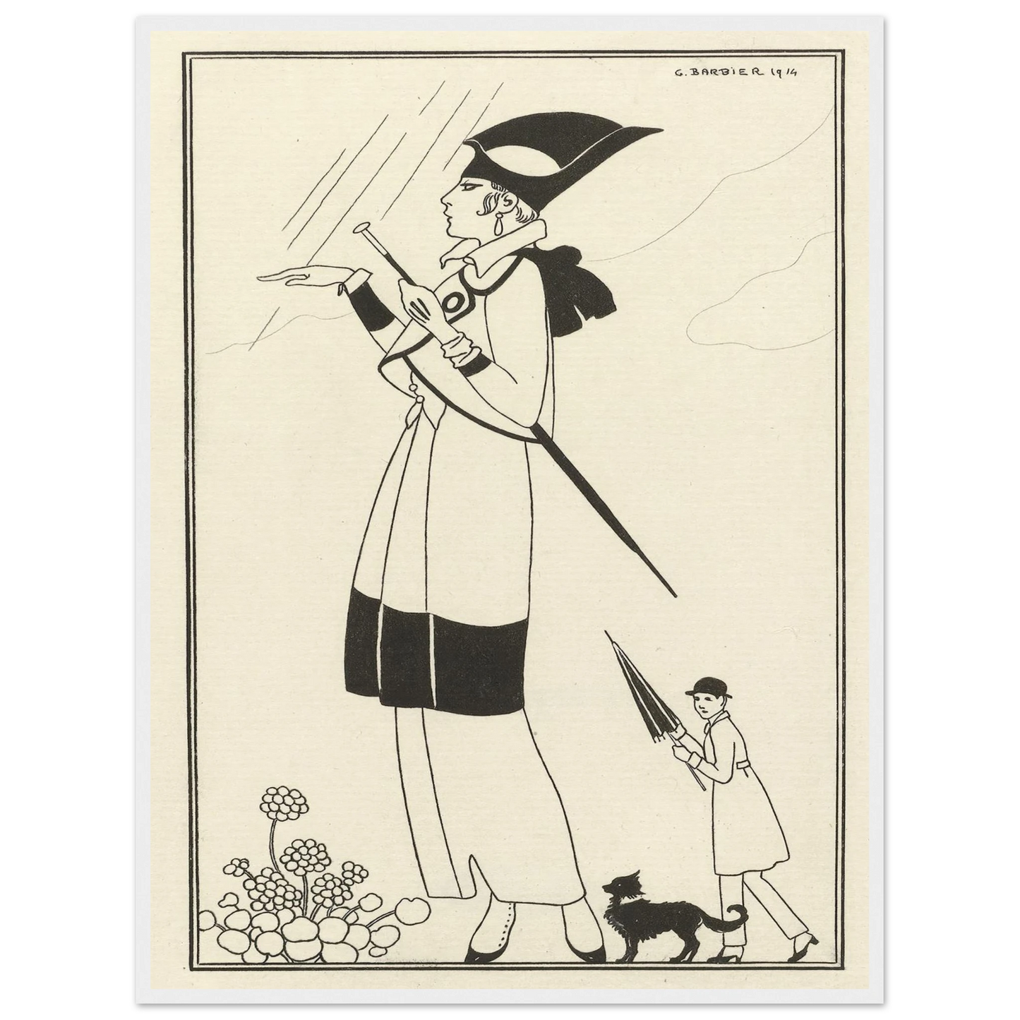 Tailleur de ratin (1914) Art Print | George Barbier - Framed Poster - 30x40 cm / 12x16″ - Black frame