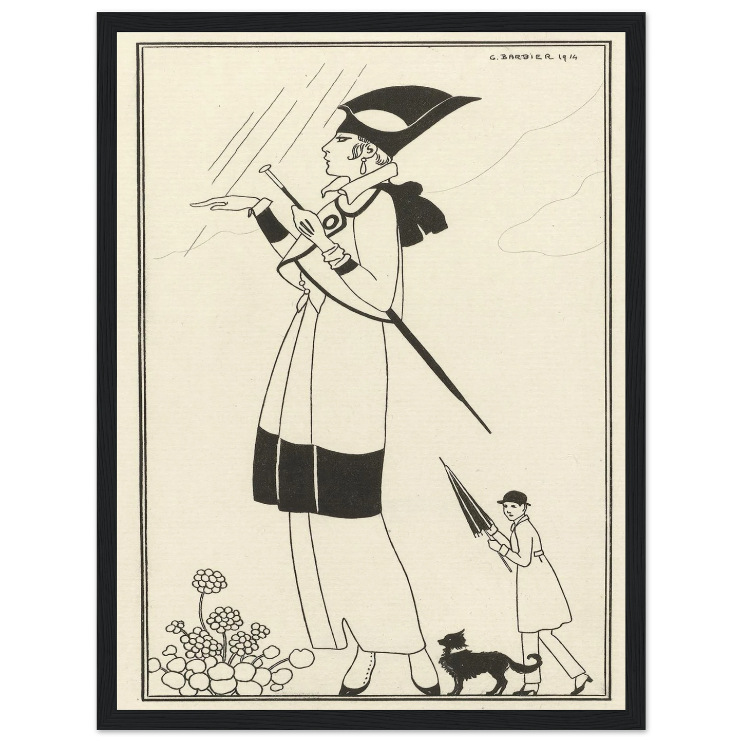 Tailleur de ratin (1914) Art Print | George Barbier - Framed Poster - 30x40 cm / 12x16″ - Black frame