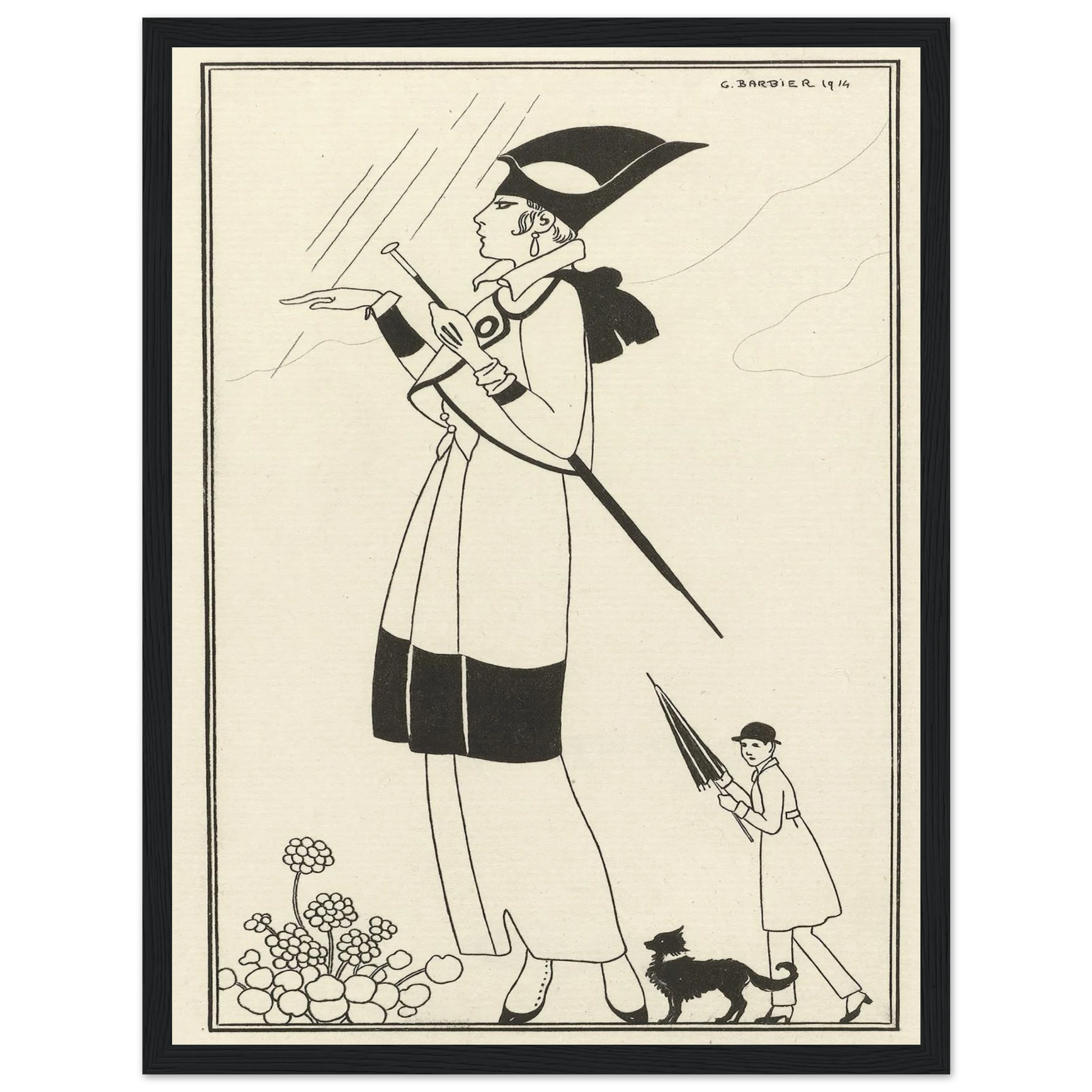 Tailleur de ratin (1914) Art Print | George Barbier - Framed Poster - 30x40 cm / 12x16″ - Black frame