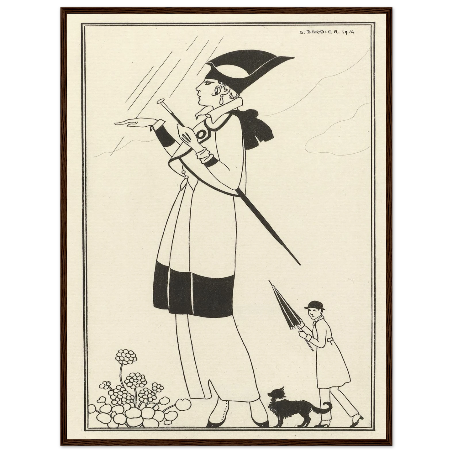 Tailleur de ratin (1914) Art Print | George Barbier - Framed Poster - 30x40 cm / 12x16″ - Black frame