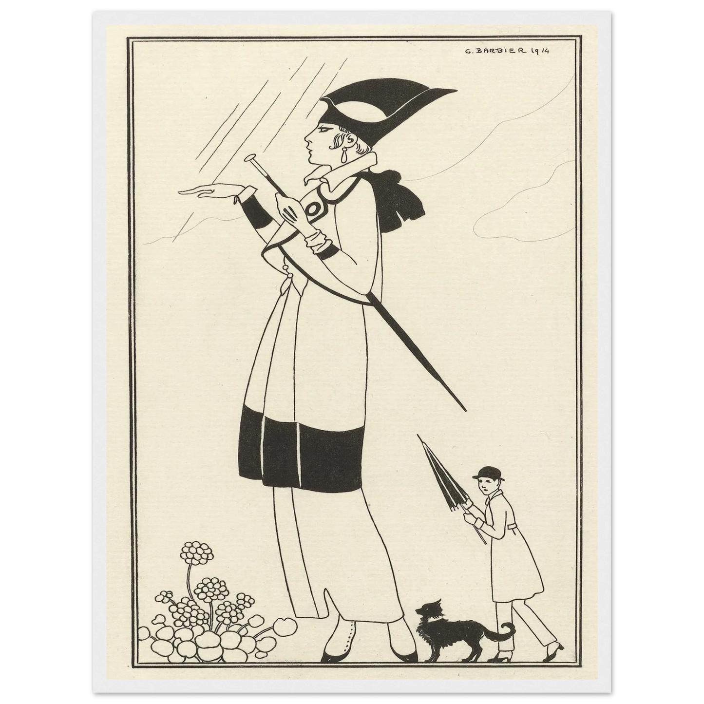 Tailleur de ratin (1914) Art Print | George Barbier - Framed Poster - 30x40 cm / 12x16″ - Black frame