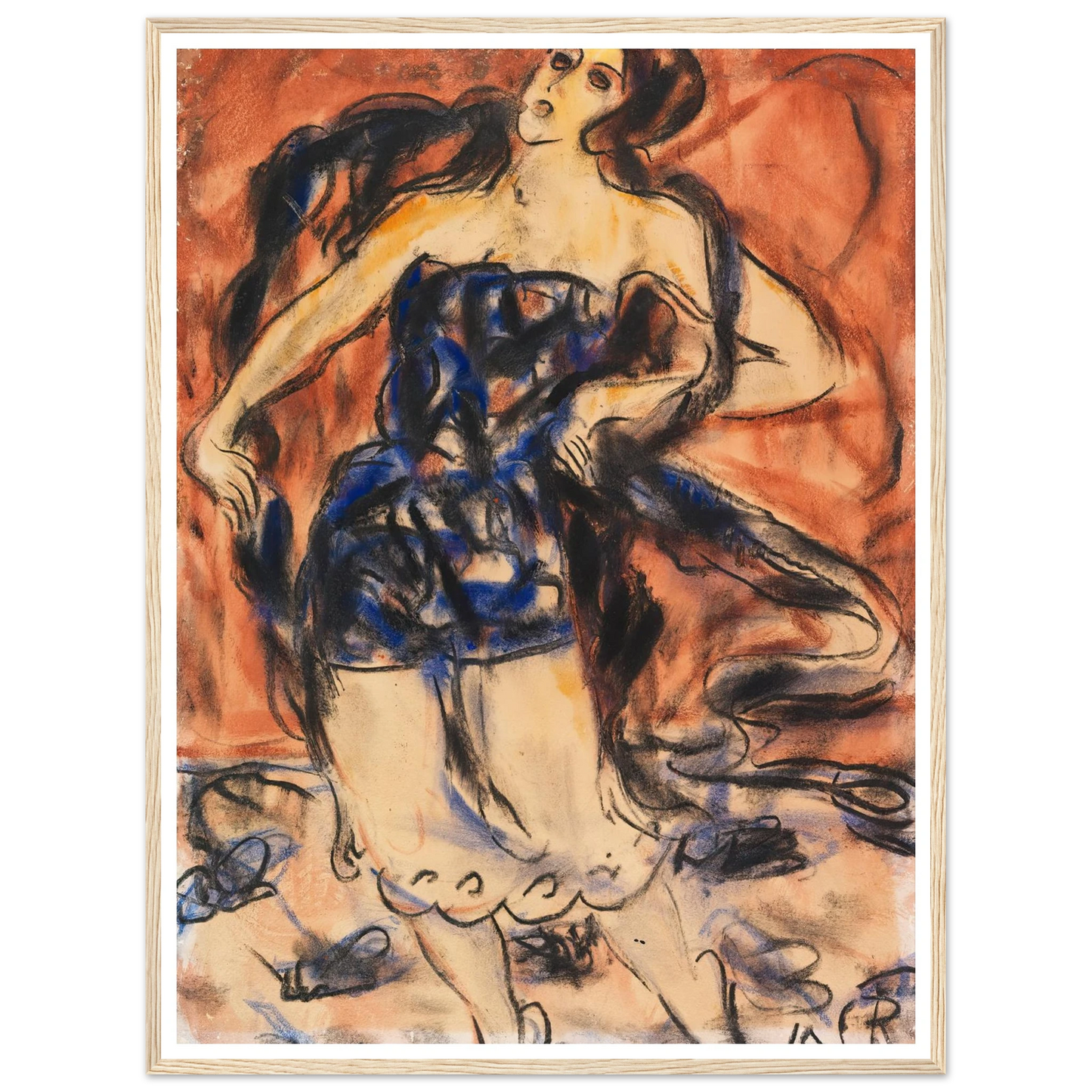 Tänzerin (1919) Art Print | Christian Rohlfs - Framed Poster - 30x40 cm / 12x16″ - Black frame