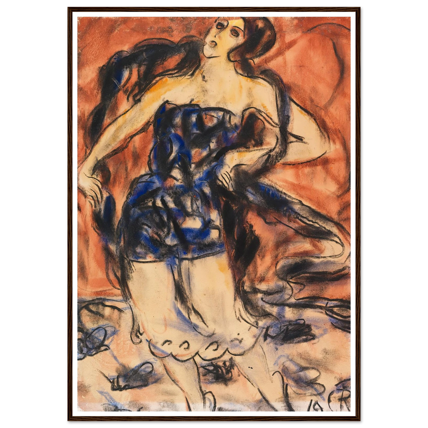Tänzerin (1919) Art Print | Christian Rohlfs - Framed Poster - 30x40 cm / 12x16″ - Black frame