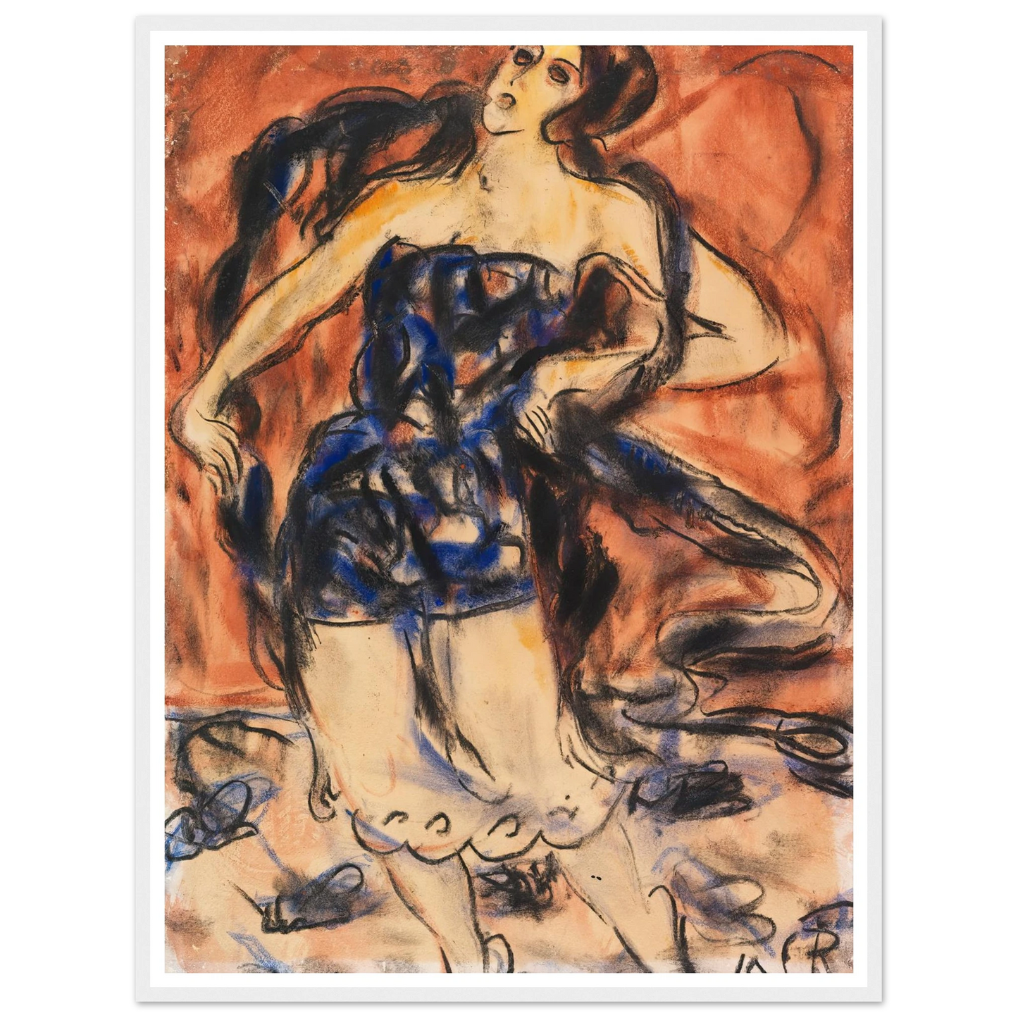 Tänzerin (1919) Art Print | Christian Rohlfs - Framed Poster - 30x40 cm / 12x16″ - Black frame