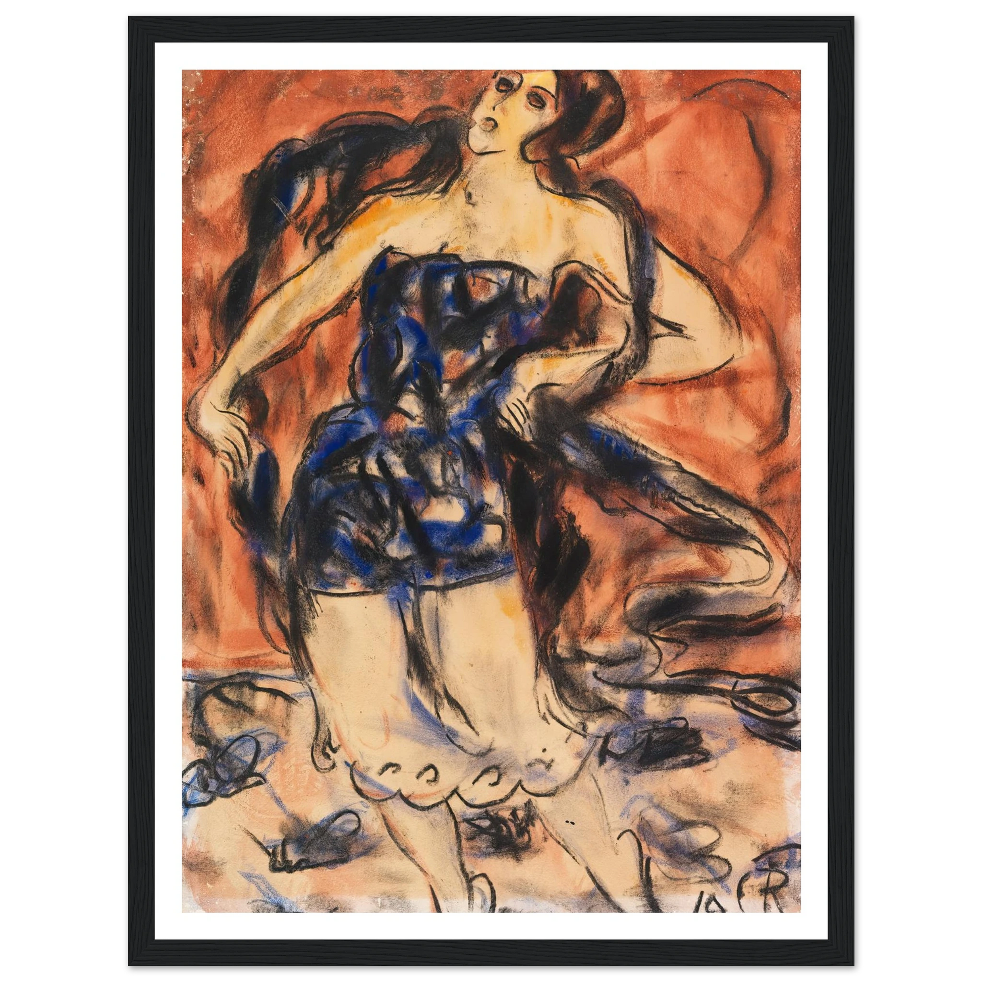 Tänzerin (1919) Art Print | Christian Rohlfs - Framed Poster - 30x40 cm / 12x16″ - Black frame