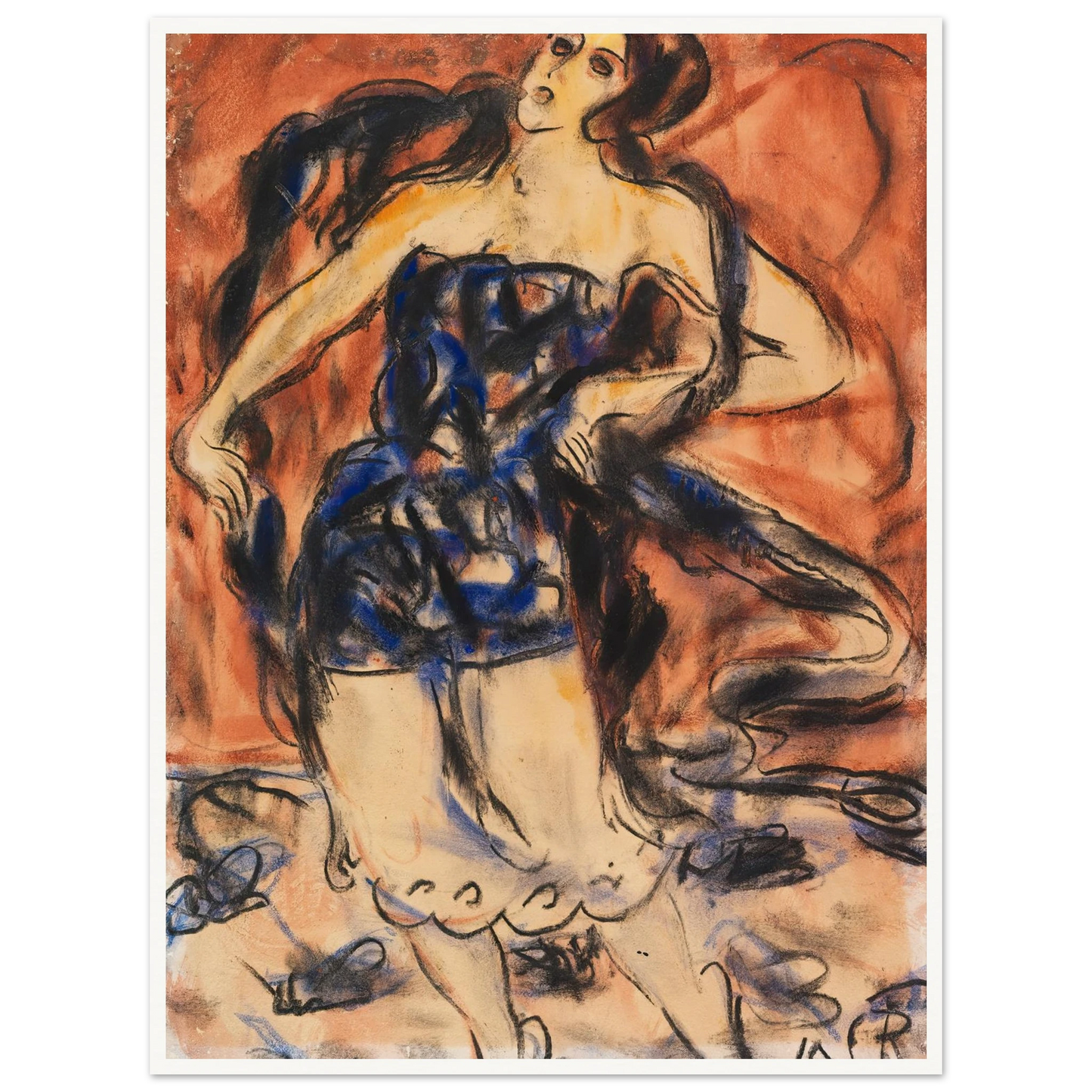 Tänzerin (1919) Art Print | Christian Rohlfs - Framed Poster - 30x40 cm / 12x16″ - Black frame