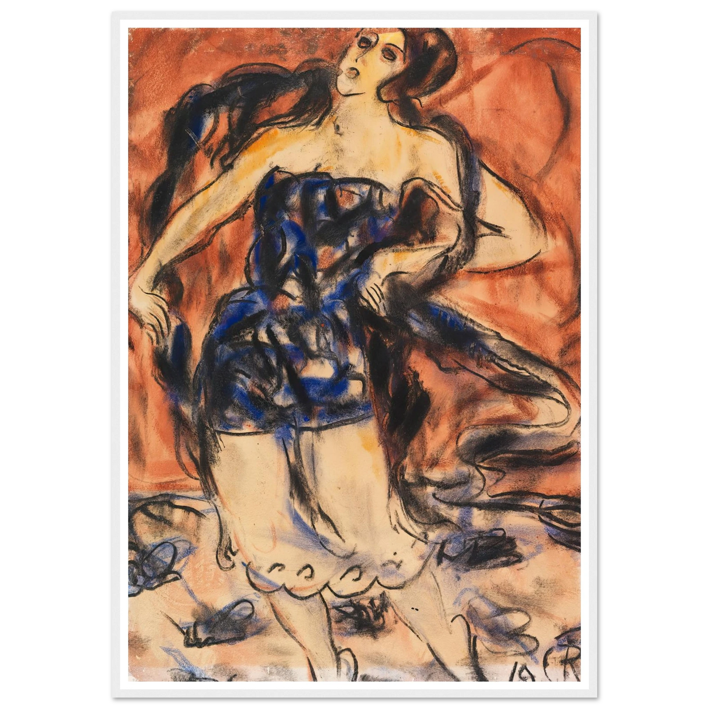 Tänzerin (1919) Art Print | Christian Rohlfs - Framed Poster - 30x40 cm / 12x16″ - Black frame