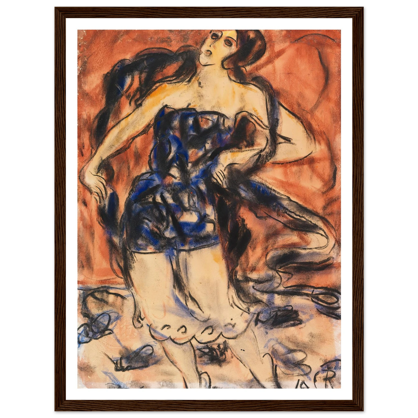 Tänzerin (1919) Art Print | Christian Rohlfs - Framed Poster - 30x40 cm / 12x16″ - Black frame