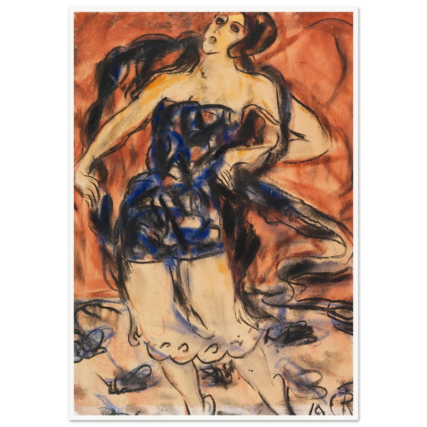 Tänzerin (1919) Art Print | Christian Rohlfs - Framed Poster - 30x40 cm / 12x16″ - Black frame