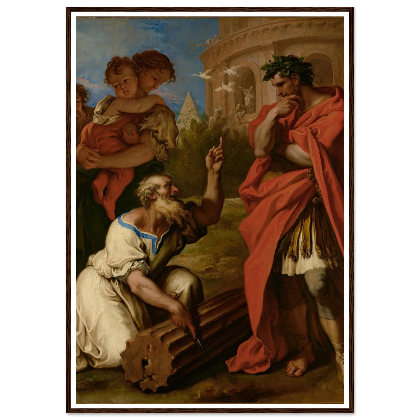 Tarquin the Elder Consulting Attus Navius (1690) Art Print | Sebastiano Ricci - Framed Poster - 30x40 cm / 12x16″ - Black frame