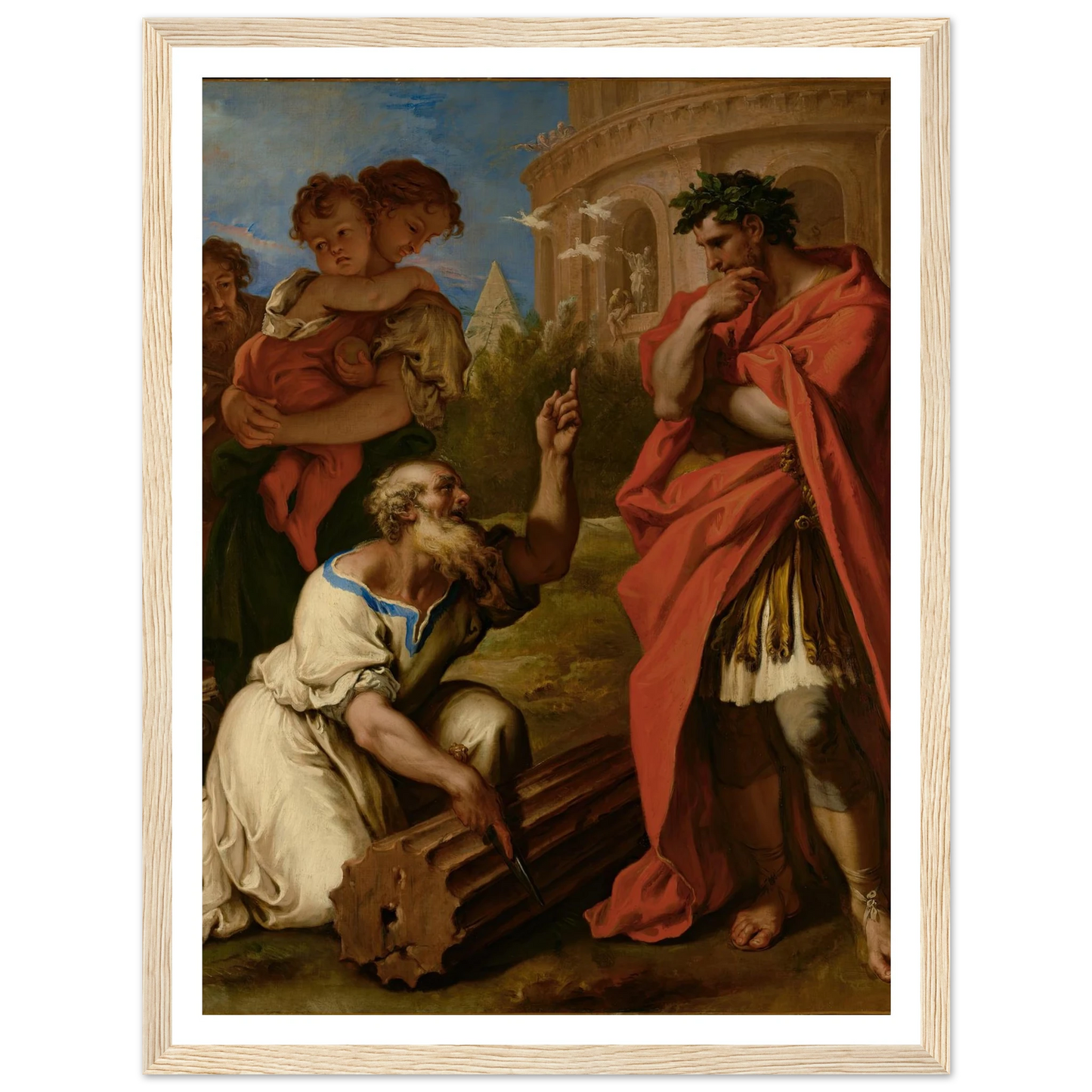 Tarquin the Elder Consulting Attus Navius (1690) Art Print | Sebastiano Ricci - Framed Poster - 30x40 cm / 12x16″ - Black frame