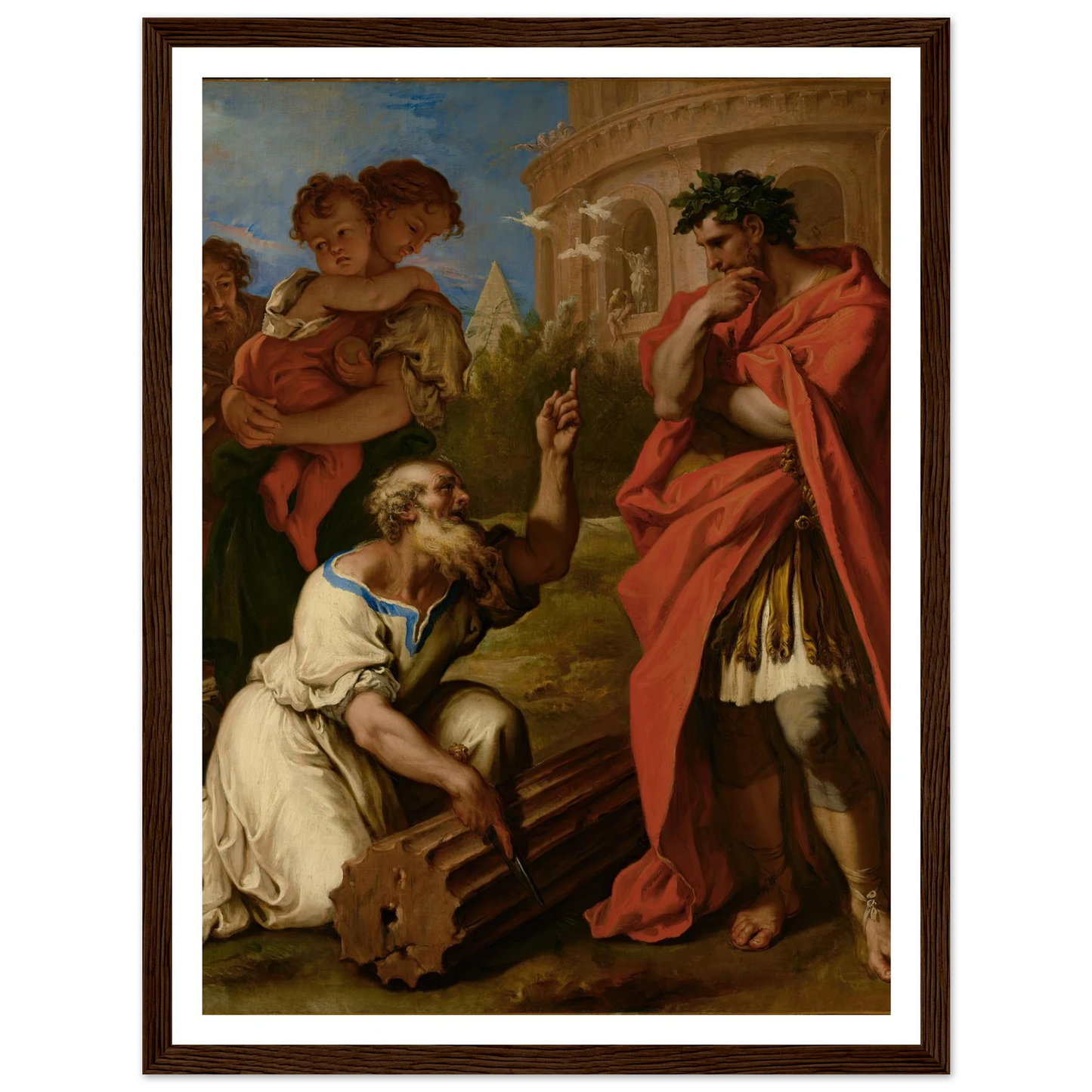 Tarquin the Elder Consulting Attus Navius (1690) Art Print | Sebastiano Ricci - Framed Poster - 30x40 cm / 12x16″ - Black frame