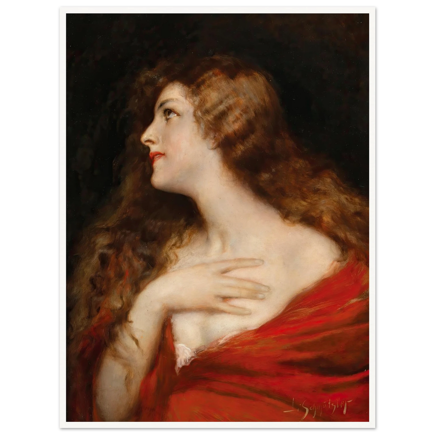 Temptation Art Print | Leopold Schmutzler - Framed Poster - 30x40 cm / 12x16″ - Black frame