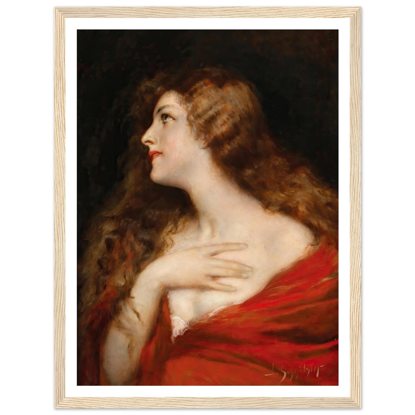 Temptation Art Print | Leopold Schmutzler - Framed Poster - 30x40 cm / 12x16″ - Black frame