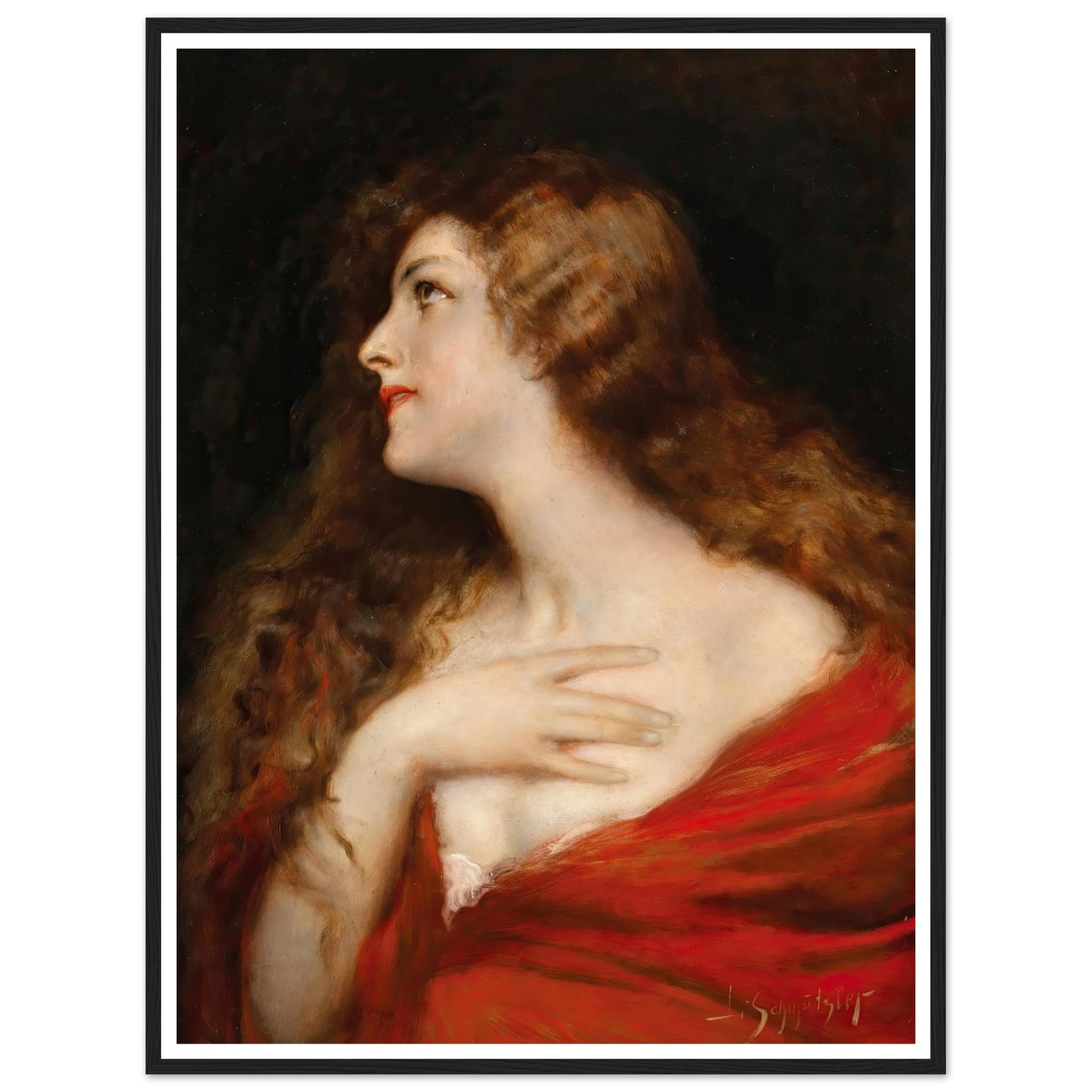 Temptation Art Print | Leopold Schmutzler - Framed Poster - 30x40 cm / 12x16″ - Black frame