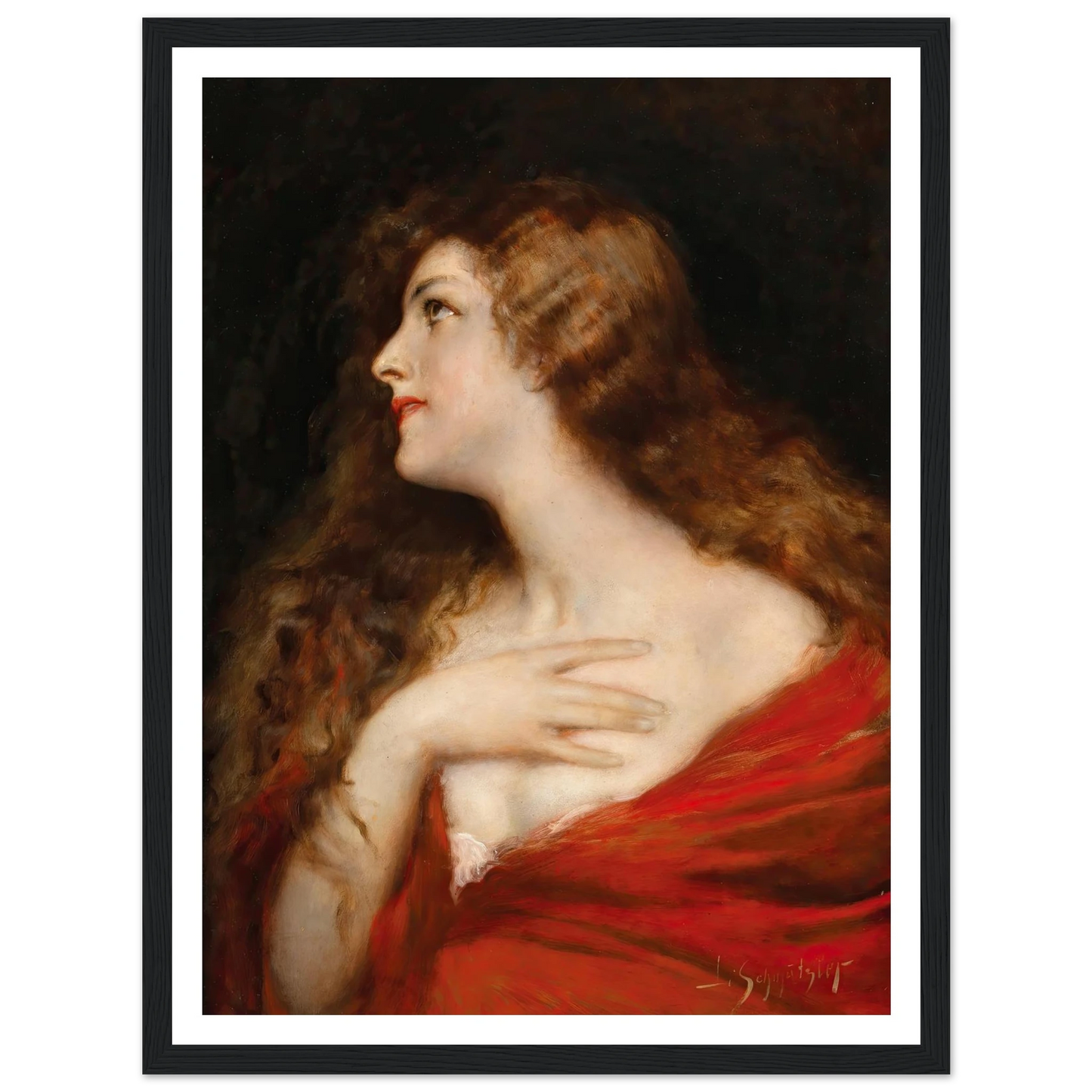 Temptation Art Print | Leopold Schmutzler - Framed Poster - 30x40 cm / 12x16″ - Black frame