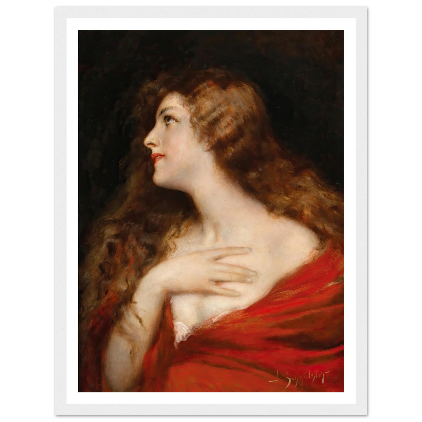 Temptation Art Print | Leopold Schmutzler - Framed Poster - 30x40 cm / 12x16″ - Black frame