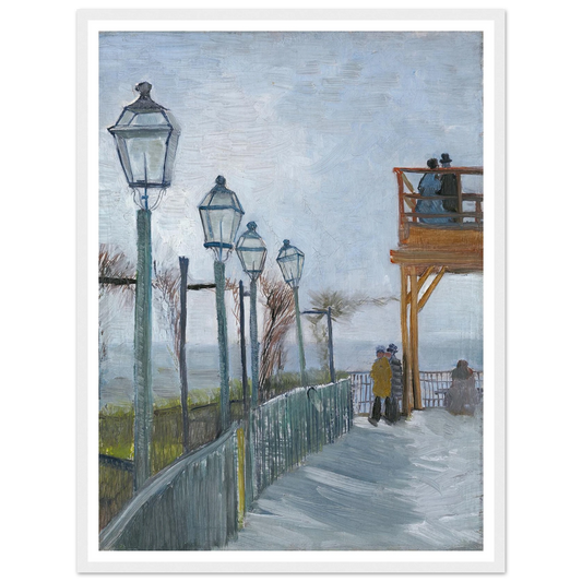 Terrace and Observation Deck at the Moulin de Blute-Fin, Montmartre (early 1887) Art Print | Vincent van Gogh - Framed Poster - 30x40 cm / 12x16″ - Black frame