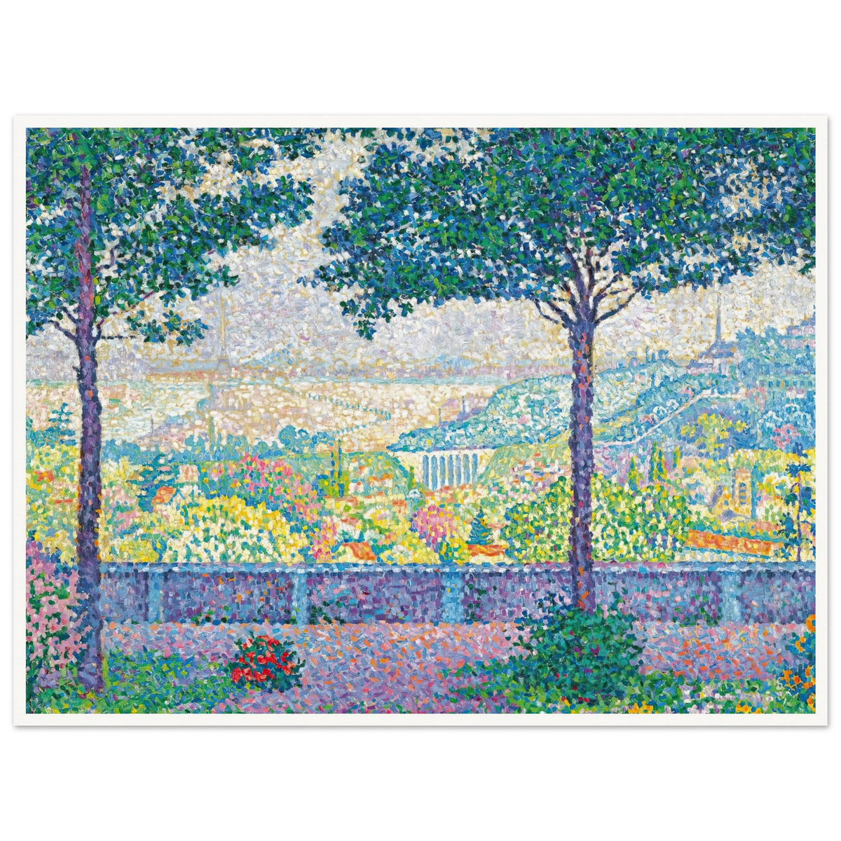 Terrasse De Meudon (1899) Art Print | Paul Signac - Framed Poster - 30x40 cm / 12x16″ - Black frame