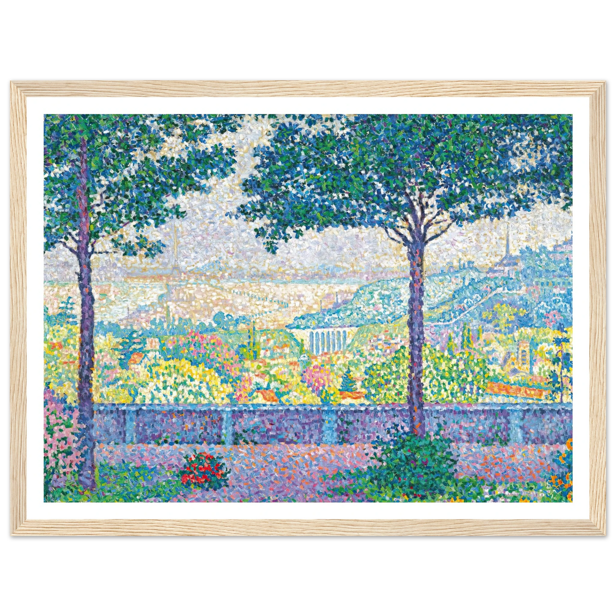 Terrasse De Meudon (1899) Art Print | Paul Signac - Framed Poster - 30x40 cm / 12x16″ - Black frame