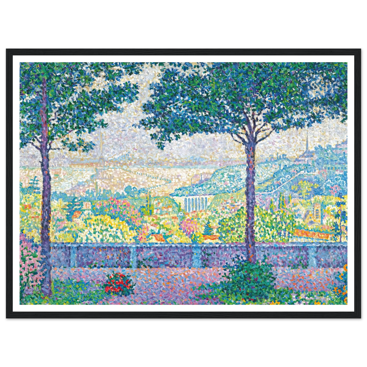 Terrasse De Meudon (1899) Art Print | Paul Signac - Framed Poster - 30x40 cm / 12x16″ - Black frame