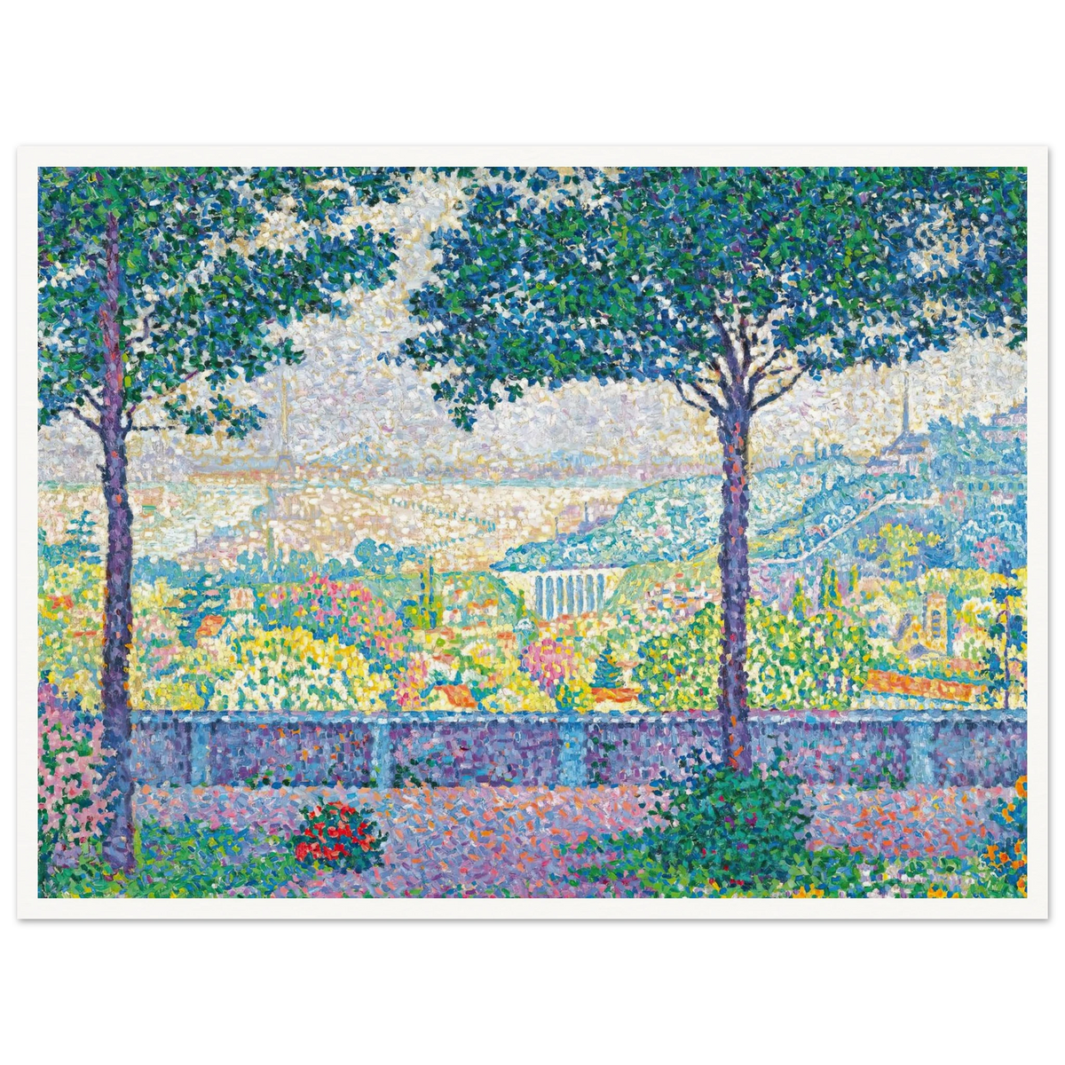 Terrasse De Meudon (1899) Art Print | Paul Signac - Framed Poster - 30x40 cm / 12x16″ - Black frame