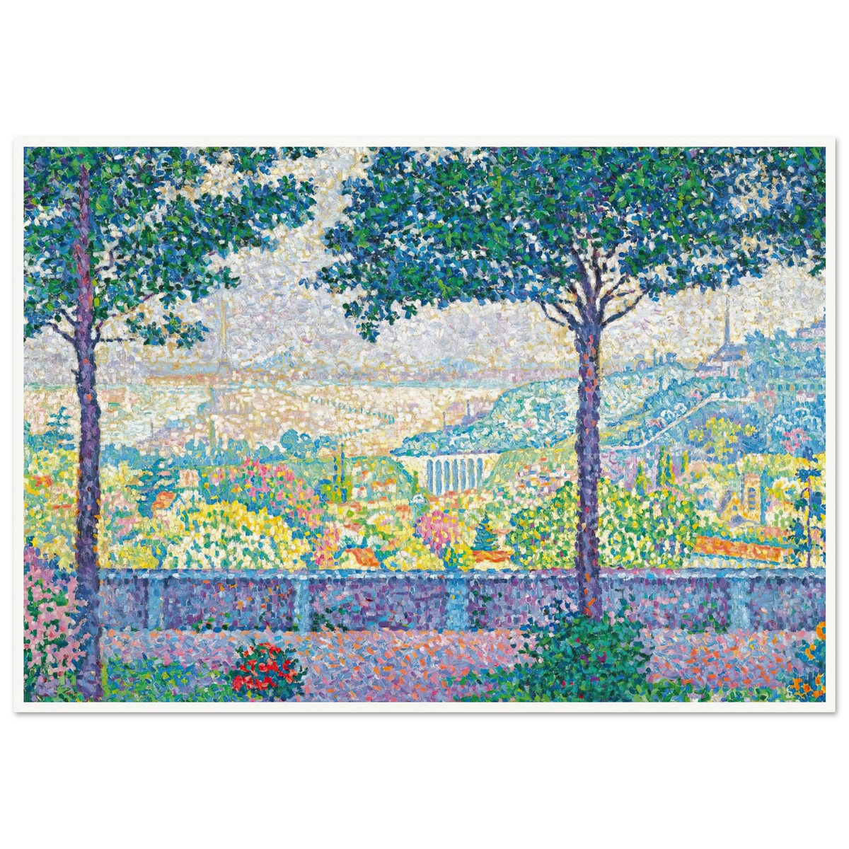 Terrasse De Meudon (1899) Art Print | Paul Signac - Framed Poster - 30x40 cm / 12x16″ - Black frame