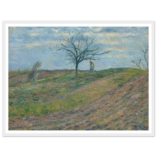 Terre labourée en hiver, avec un homme portant un fagot (1877) Art Print | Camille Pissarro - Framed Poster - 30x40 cm / 12x16″ - Black frame