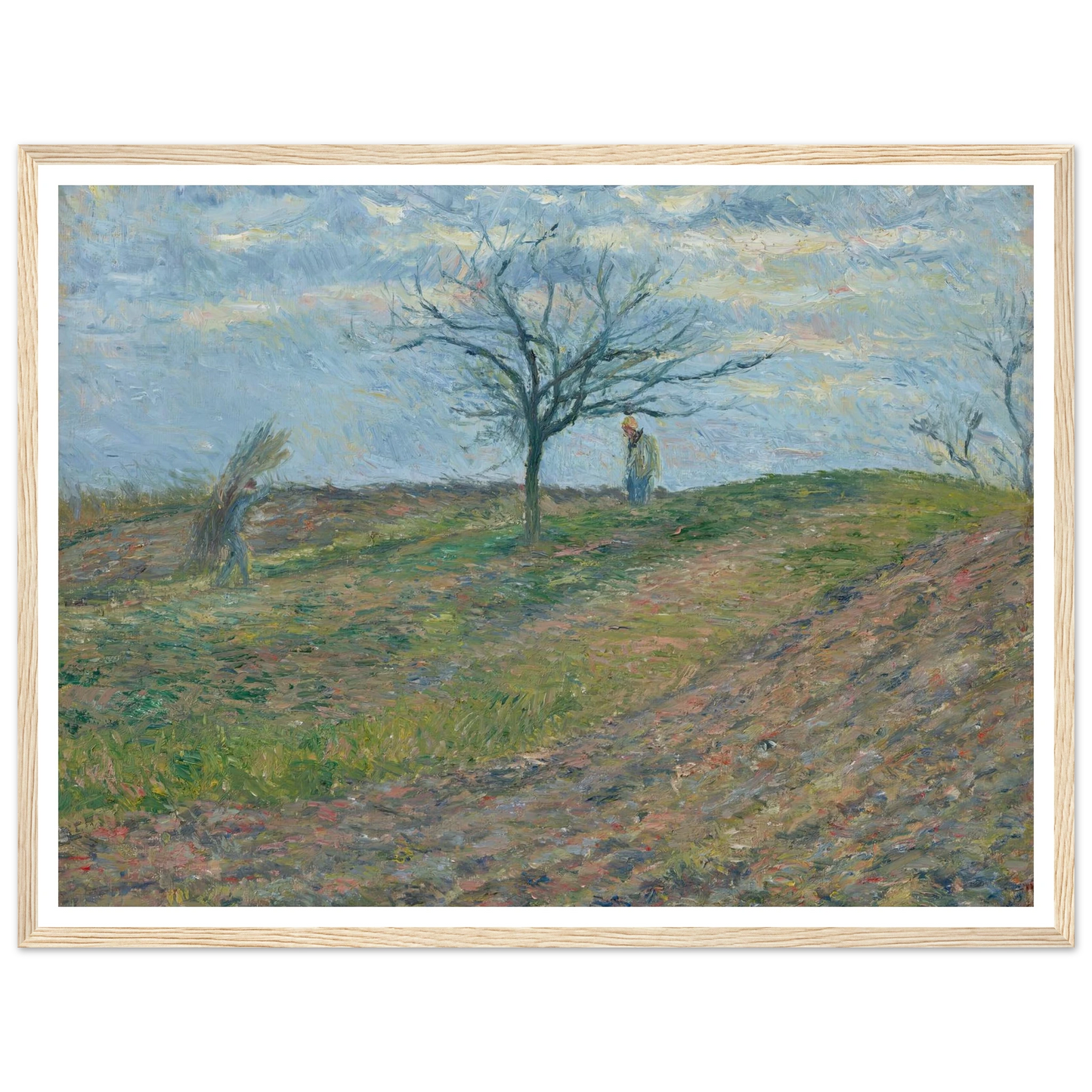 Terre labourée en hiver, avec un homme portant un fagot (1877) Art Print | Camille Pissarro - Framed Poster - 30x40 cm / 12x16″ - Black frame