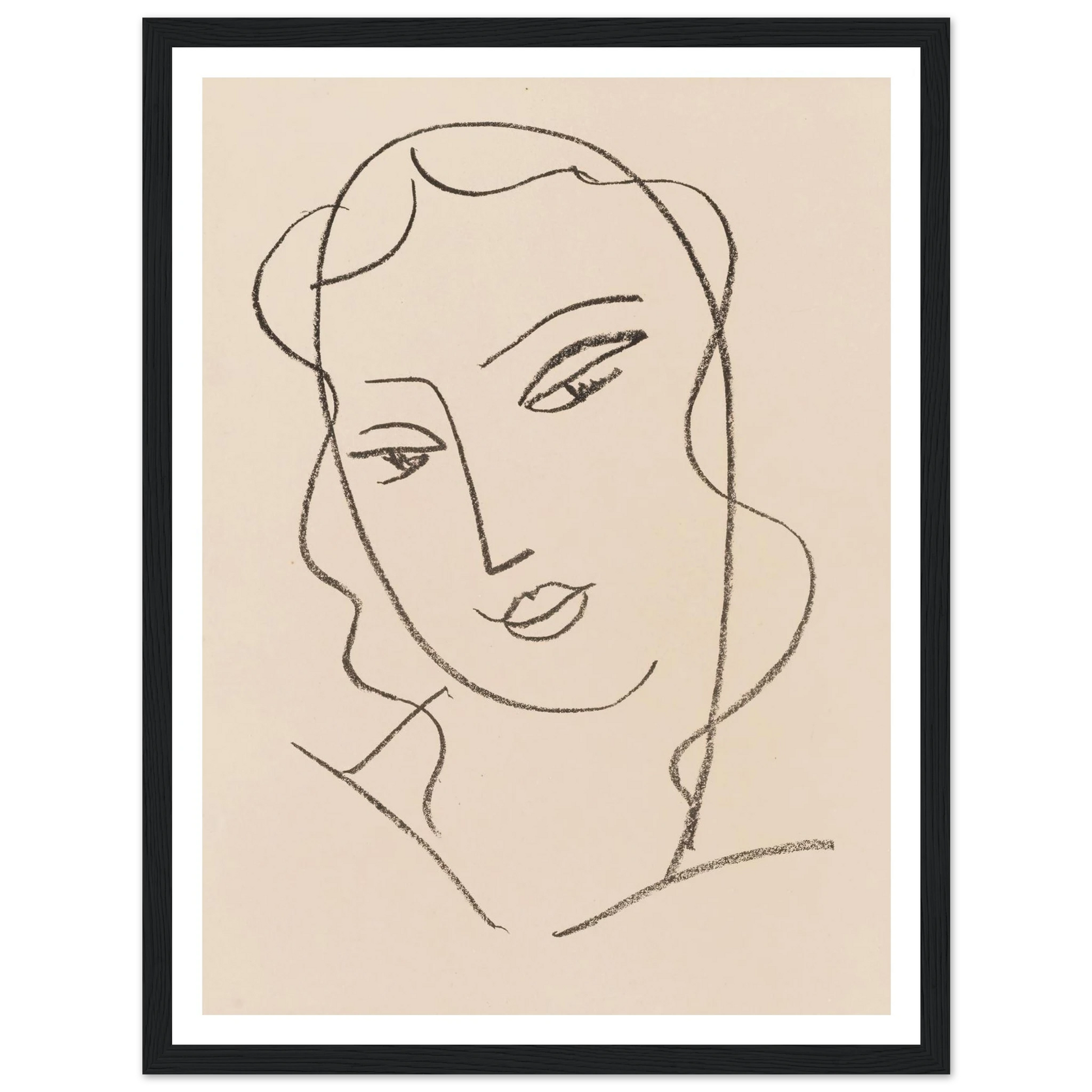 Tête voilée (1950-1951) Art Print | Henri Matisse - Framed Poster - 30x40 cm / 12x16″ - Black frame