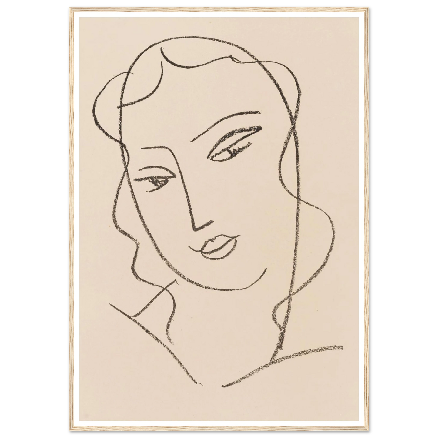 Tête voilée (1950-1951) Art Print | Henri Matisse - Framed Poster - 30x40 cm / 12x16″ - Black frame