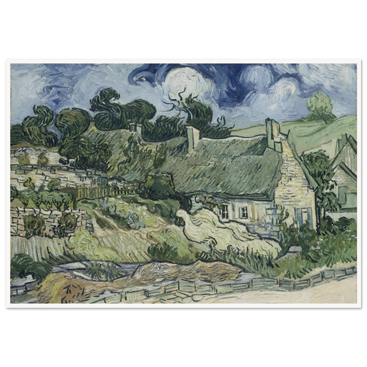 Thatched Cottages at Cordeville (1890) Art Print | Vincent van Gogh - Framed Poster - 30x40 cm / 12x16″ - Black frame