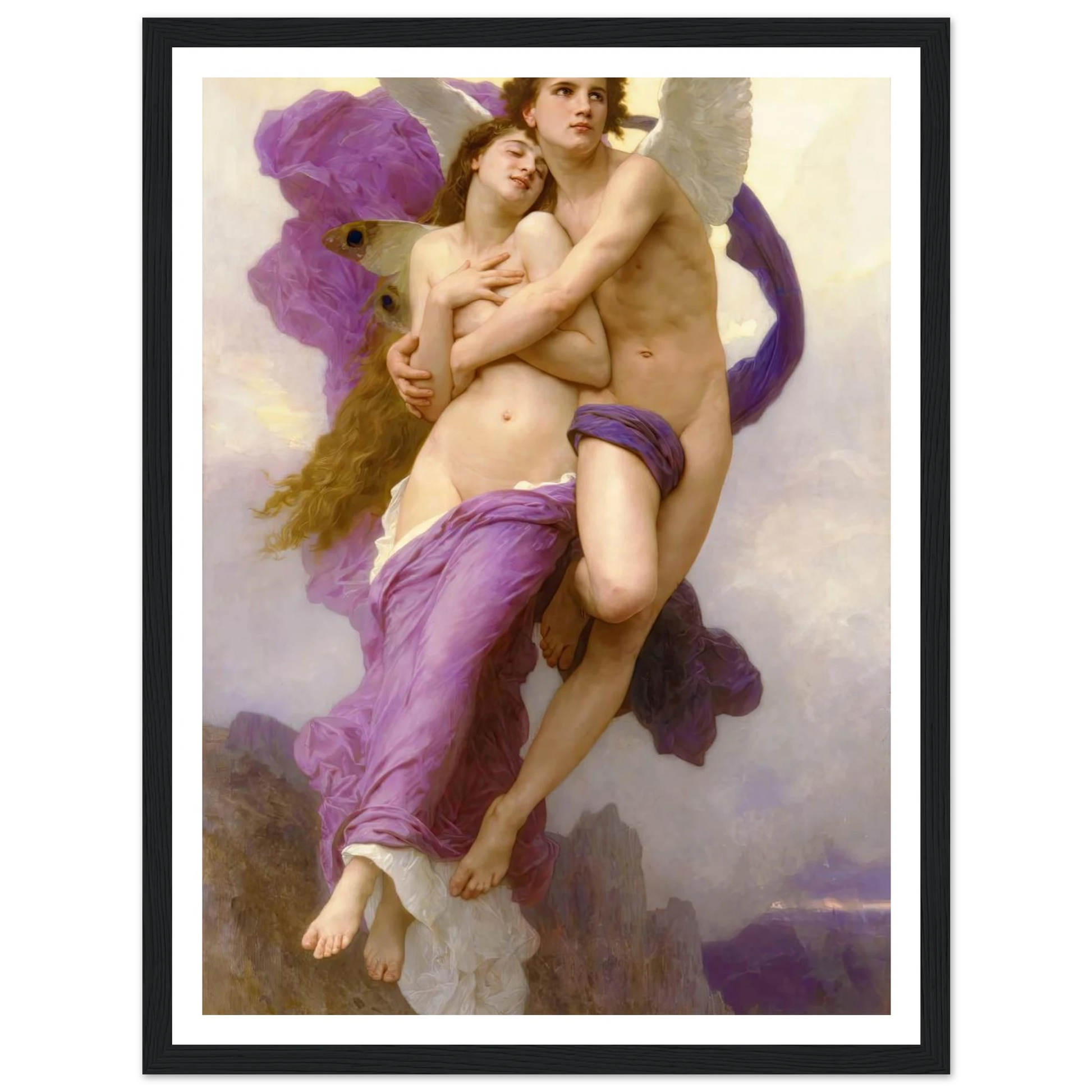 The abduction of Psyche (1895) Art Print | William Bouguereau - Framed Poster - 30x40 cm / 12x16″ - Black frame