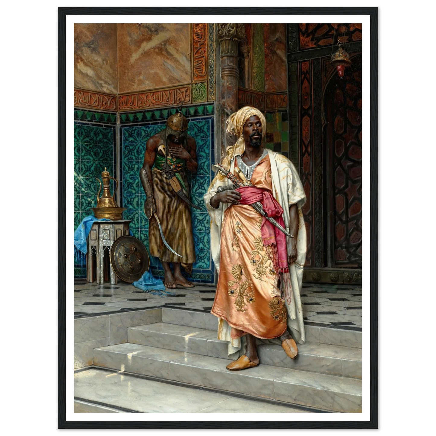 The Answer (1883) Art Print | Ludwig Deutsch - Framed Poster - 30x40 cm / 12x16″ - Black frame