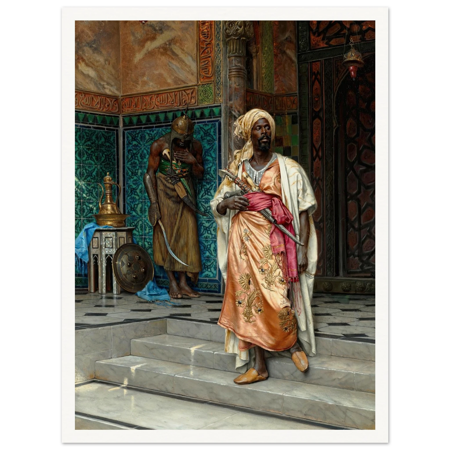 The Answer (1883) Art Print | Ludwig Deutsch - Framed Poster - 30x40 cm / 12x16″ - Black frame