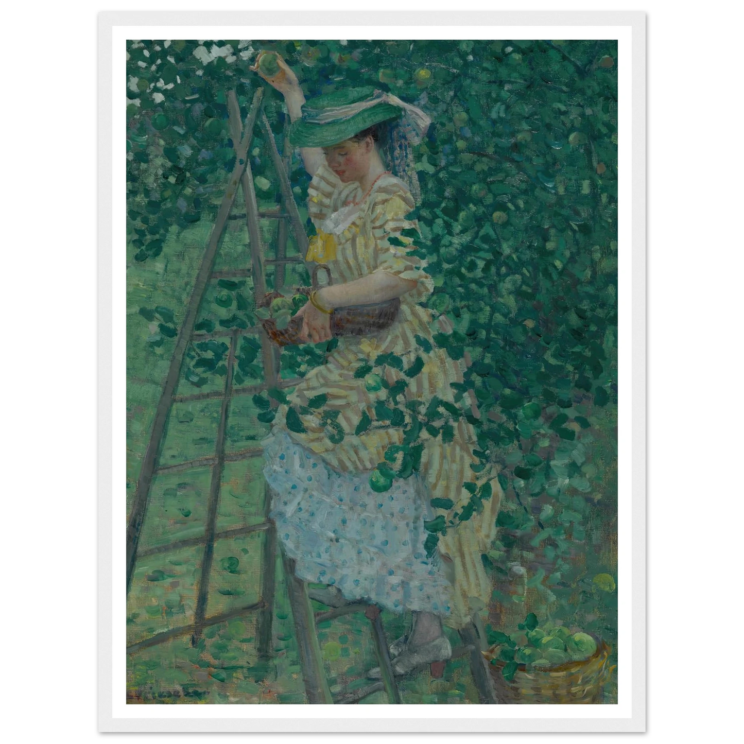 The Apple Tree (1908) Art Print | Frederick Carl Frieseke - Framed Poster - 30x40 cm / 12x16″ - Black frame