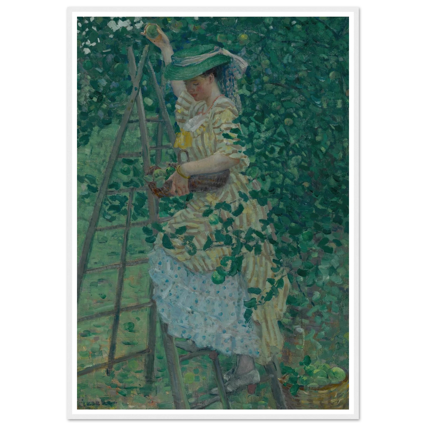 The Apple Tree (1908) Art Print | Frederick Carl Frieseke - Framed Poster - 30x40 cm / 12x16″ - Black frame