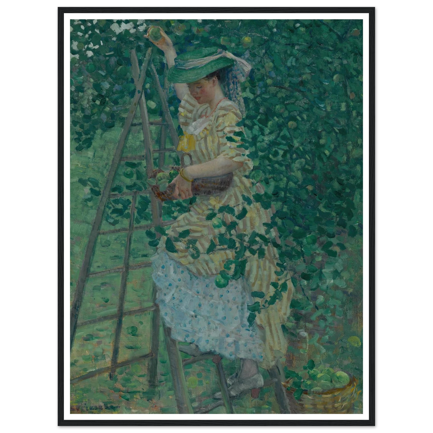 The Apple Tree (1908) Art Print | Frederick Carl Frieseke - Framed Poster - 30x40 cm / 12x16″ - Black frame