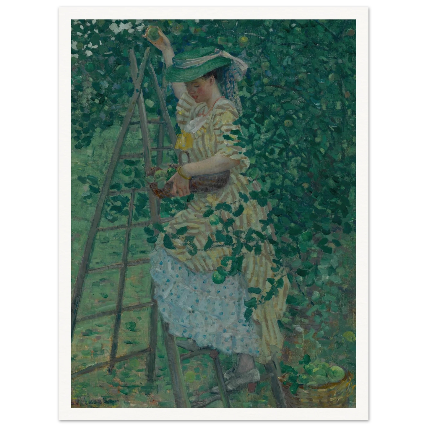 The Apple Tree (1908) Art Print | Frederick Carl Frieseke - Framed Poster - 30x40 cm / 12x16″ - Black frame