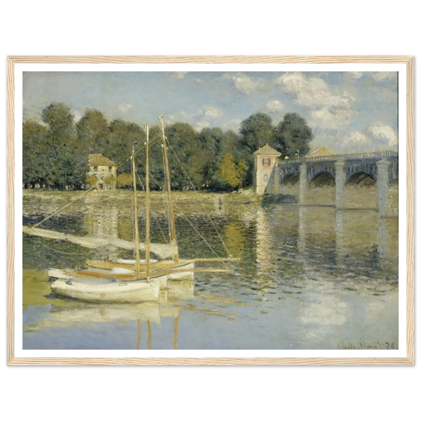 The Argenteuil Bridge (1874) Art Print | Claude Monet - Framed Poster - 30x40 cm / 12x16″ - Black frame