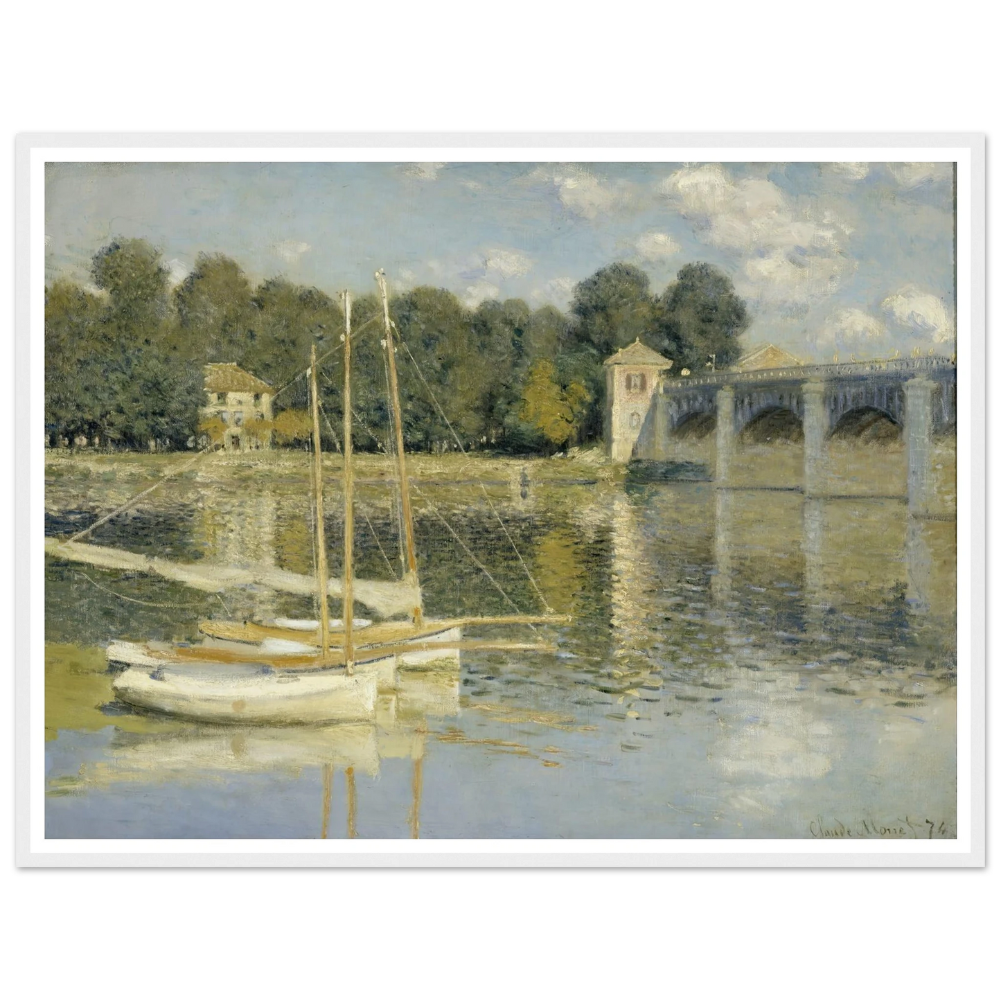 The Argenteuil Bridge (1874) Art Print | Claude Monet - Framed Poster - 30x40 cm / 12x16″ - Black frame