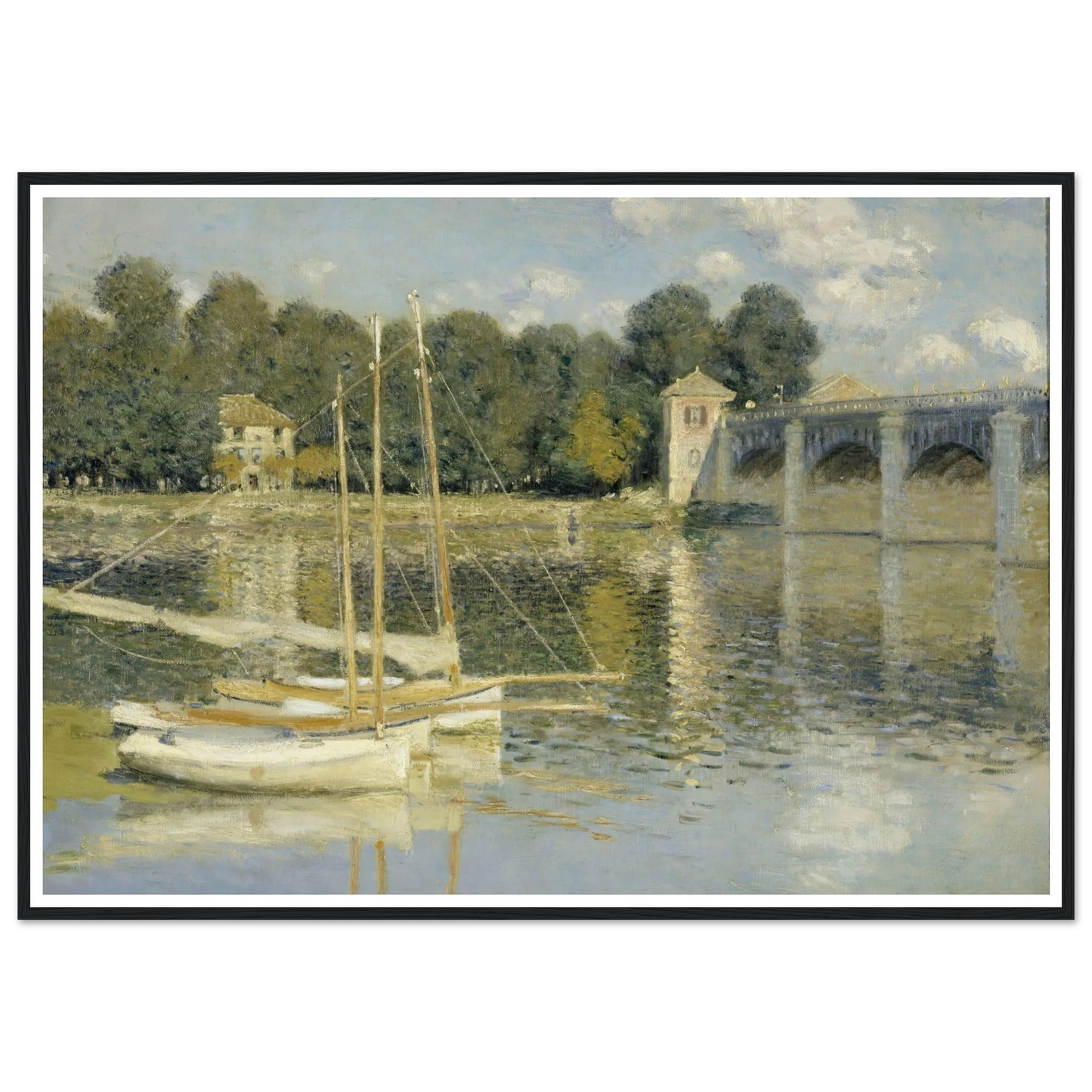 The Argenteuil Bridge (1874) Art Print | Claude Monet - Framed Poster - 30x40 cm / 12x16″ - Black frame