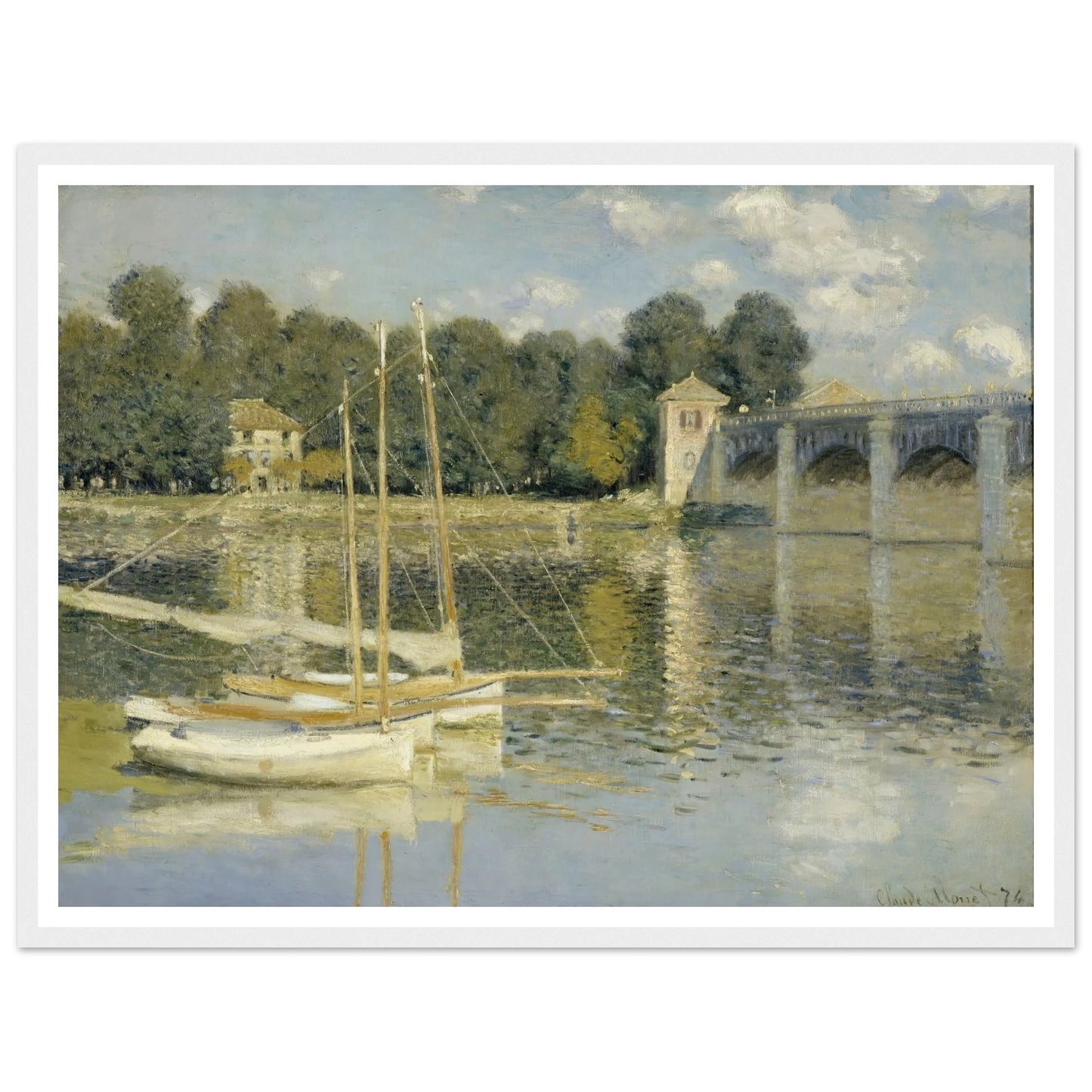 The Argenteuil Bridge (1874) Art Print | Claude Monet - Framed Poster - 30x40 cm / 12x16″ - Black frame