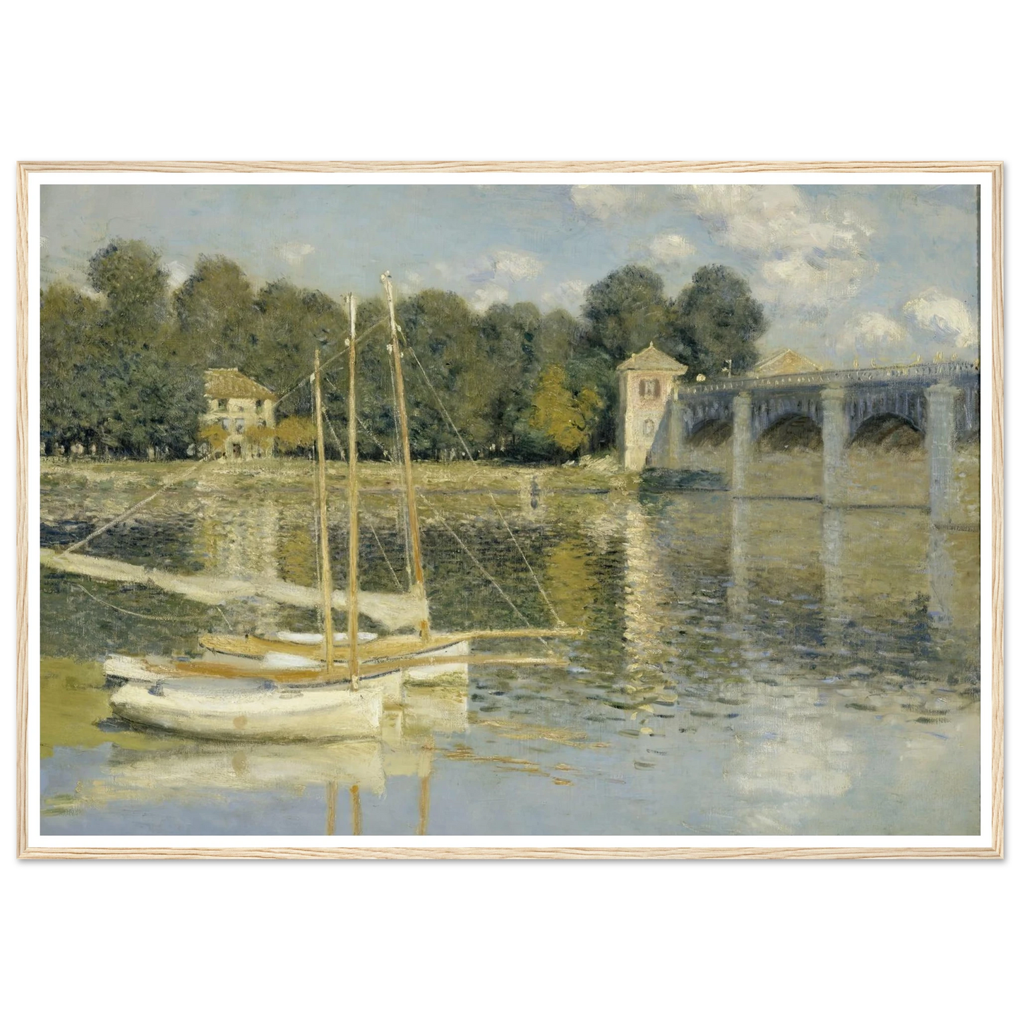 The Argenteuil Bridge (1874) Art Print | Claude Monet - Framed Poster - 30x40 cm / 12x16″ - Black frame