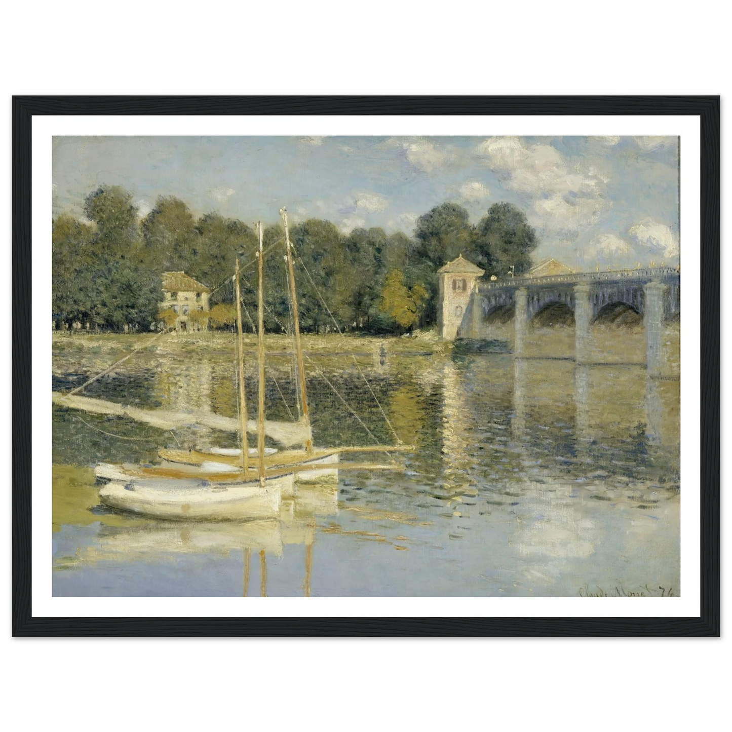 The Argenteuil Bridge (1874) Art Print | Claude Monet - Framed Poster - 30x40 cm / 12x16″ - Black frame