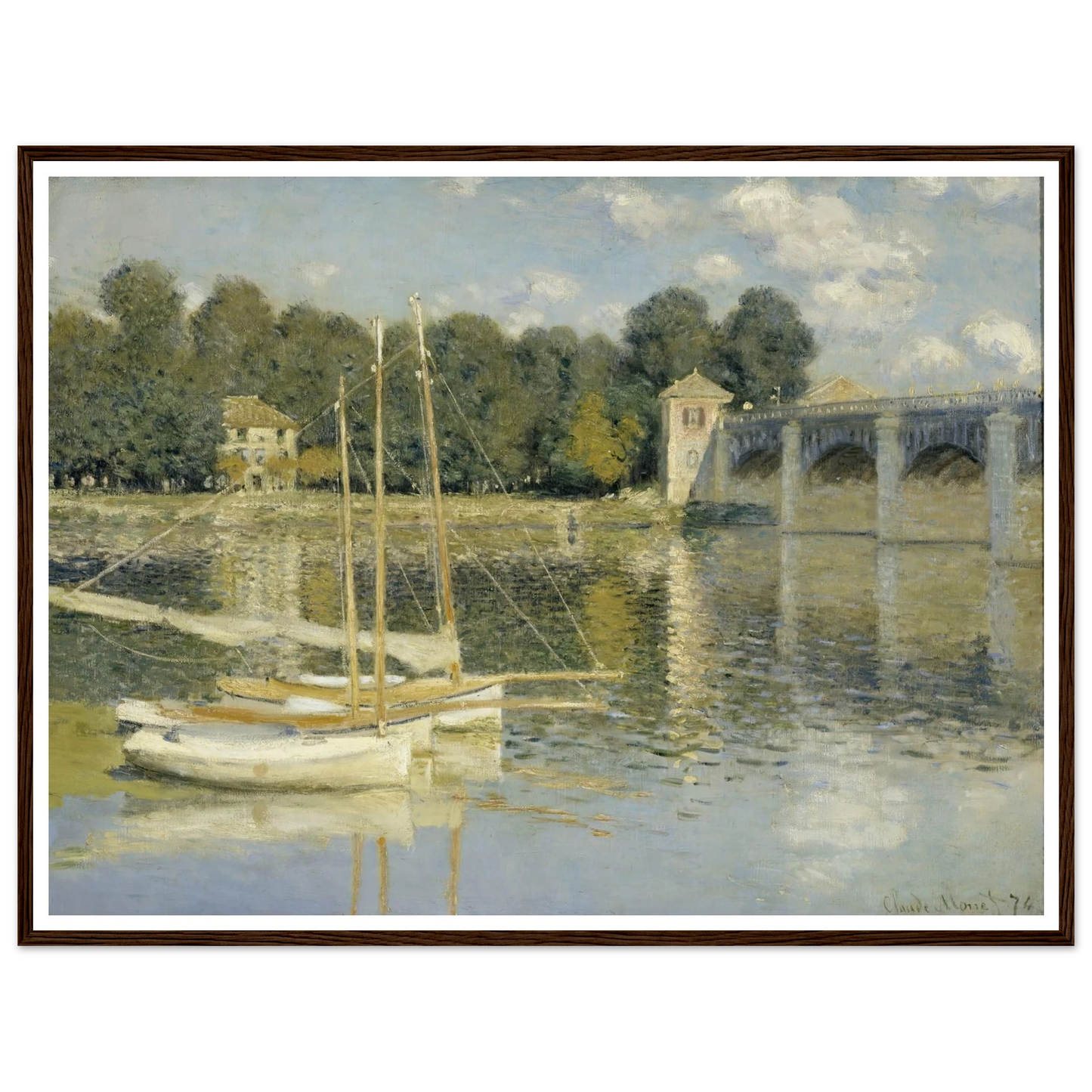 The Argenteuil Bridge (1874) Art Print | Claude Monet - Framed Poster - 30x40 cm / 12x16″ - Black frame